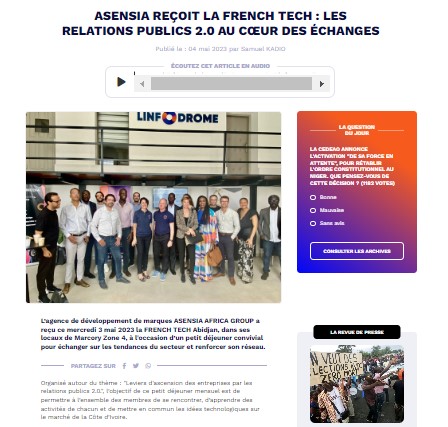 Asensia a reçu la FrenchTech Abidjan dans ses locaux  pour un échange sur les RP 2.0