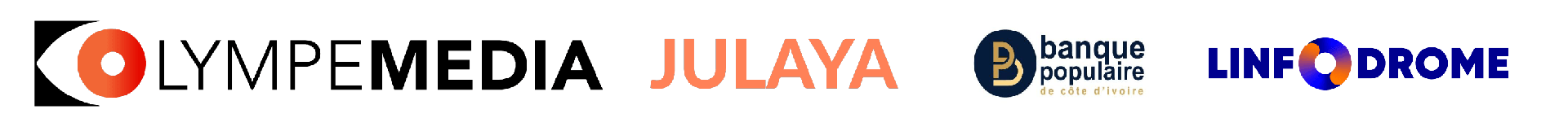 Les logo d'olympe media, de julaya, de la banque populaire et de l'infodrome
