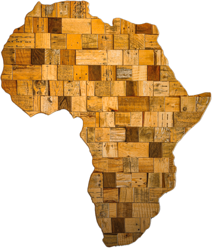 Photo du continent africain en bout de bois